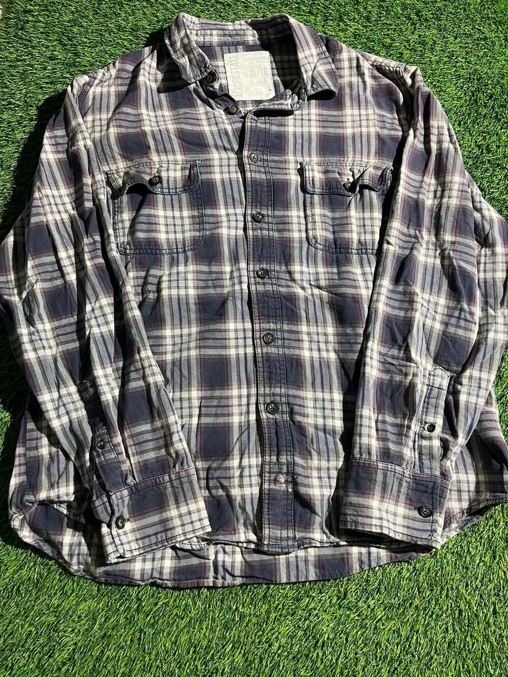 Aeropostale Plaid Flannel Long Sleeve Button Down Shirt Size XL